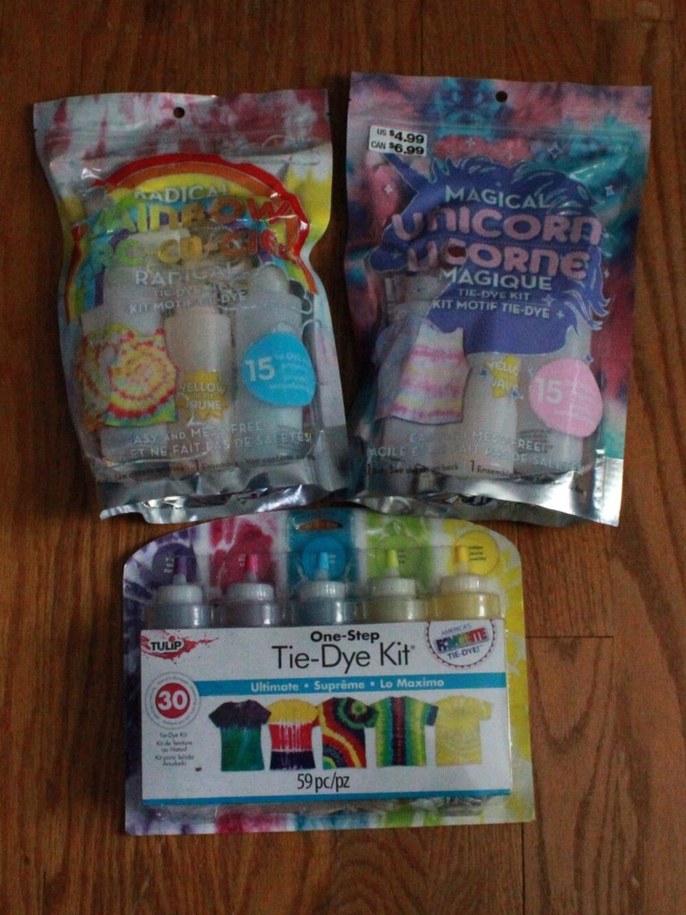 Trio of Various Tie Dye Craft Kits